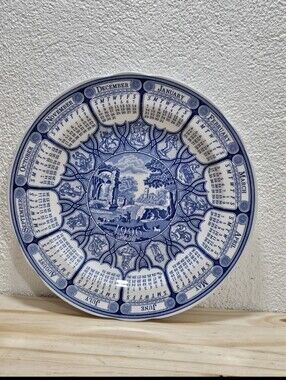 Vintage 1996's Spode Blue Room Calendar Plate Blue Italian Made in England